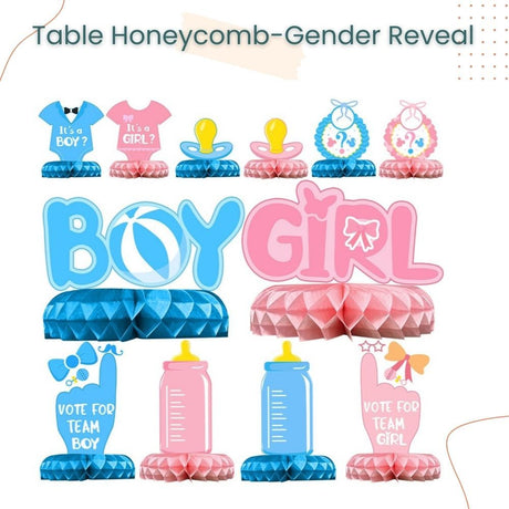 Gender Reveal Theme Black Gold HBD Theme Mermaid Dinosaur Animal Theme Table Décor Honeycomb for Birthday Party