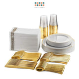 25 Pax Disposable Plastic Partyware Dinnerware Set with Cutlery Plate Cups and Napkin