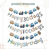 Cute Baby Car Theme 30days 100days Happy Birthday Banner for Party Decoration