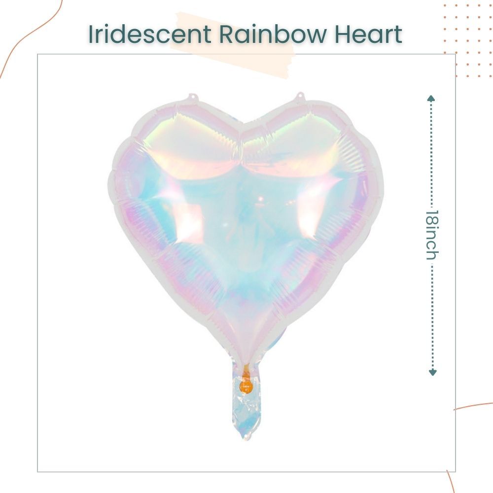 18 inch Iridescent Rainbow Heart Star Round Shaped Plain Foil Birthday Party Decoration