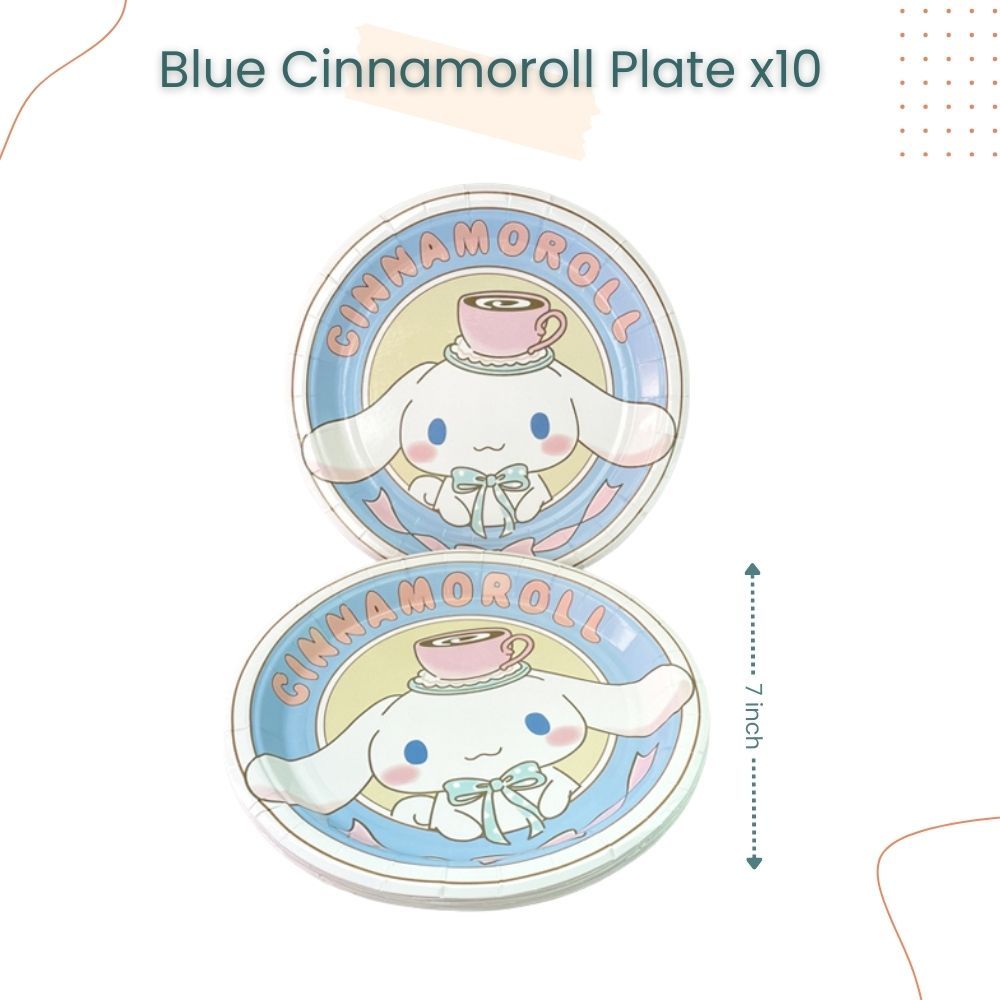 Cinnamoroll Blue Theme Disposable Tableware HBD Banner for Birthday Party