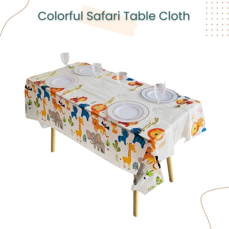 Colorful Dinosaur and Safari Theme Print Disposable Table Cover for Party Decoration