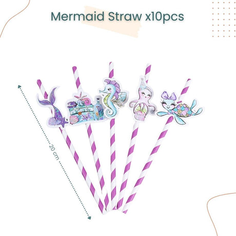 Kids Theme Mermaid Animal Dinosaur 10pcs/Pack Straw Set for Birthday Party