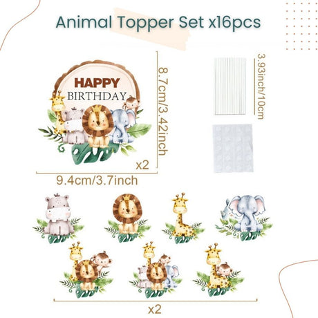 Kid Theme Unicorn Mermaid Animal Dinosaur Cupcake and Cake Topper Set for Birthday Party
