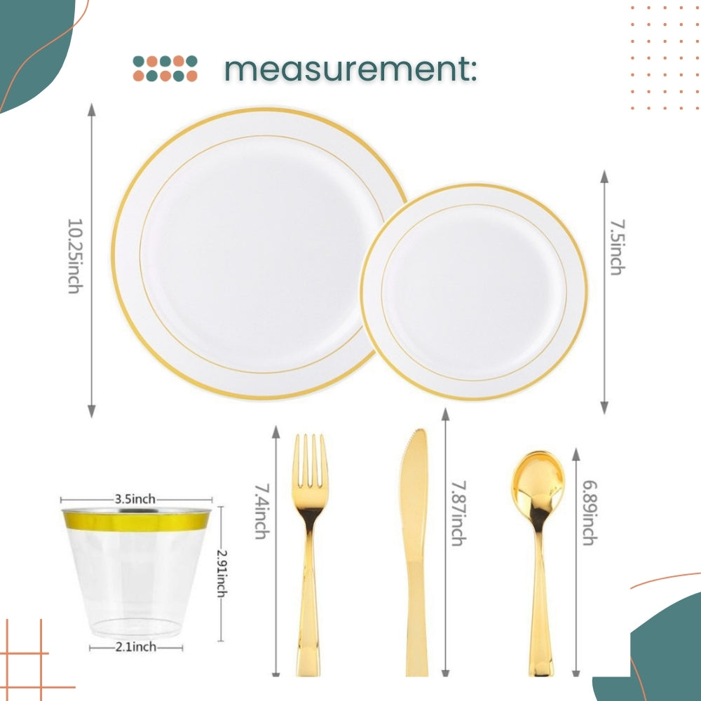 Premium Disposable tableware Cutlery Plates Cups and Napkin Package Birthday Wedding Party buffet