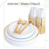 25 Pax Disposable Plastic Partyware Dinnerware Set with Cutlery Plate Cups and Napkin