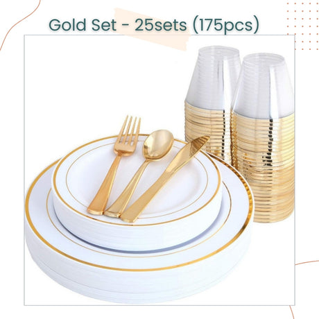 Premium Disposable tableware Cutlery Plates Cups and Napkin Package Birthday Wedding Party buffet