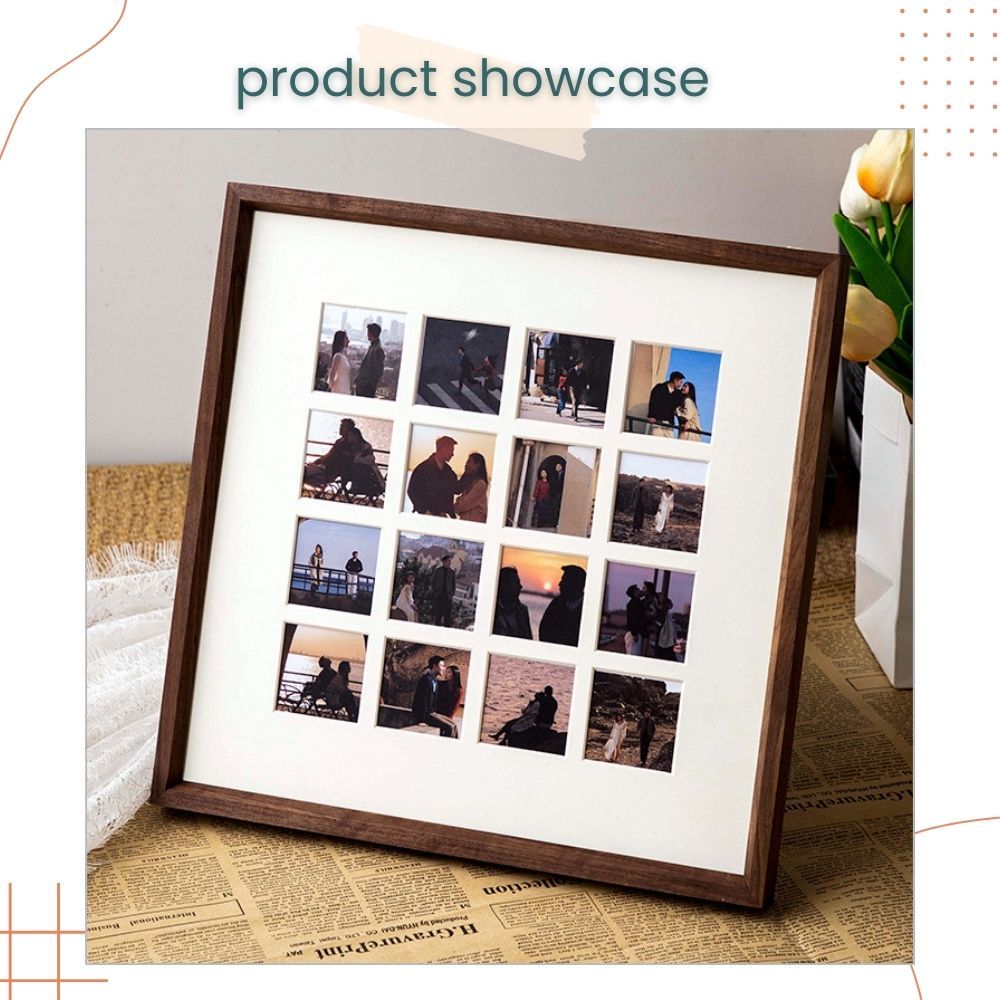 Creative DIY 16pcs Photo Wooden Fhoto Frame Home Decor