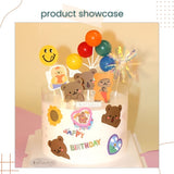 Korean Cute Similey Bear Candle Cartoon Tassel Design Wood Topper for Birthday Cake Decoration