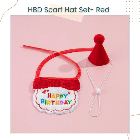 Korea Style Pets Dog Cat Colorful Birthday Scarft Hat Set for Pet's Birthday Costume
