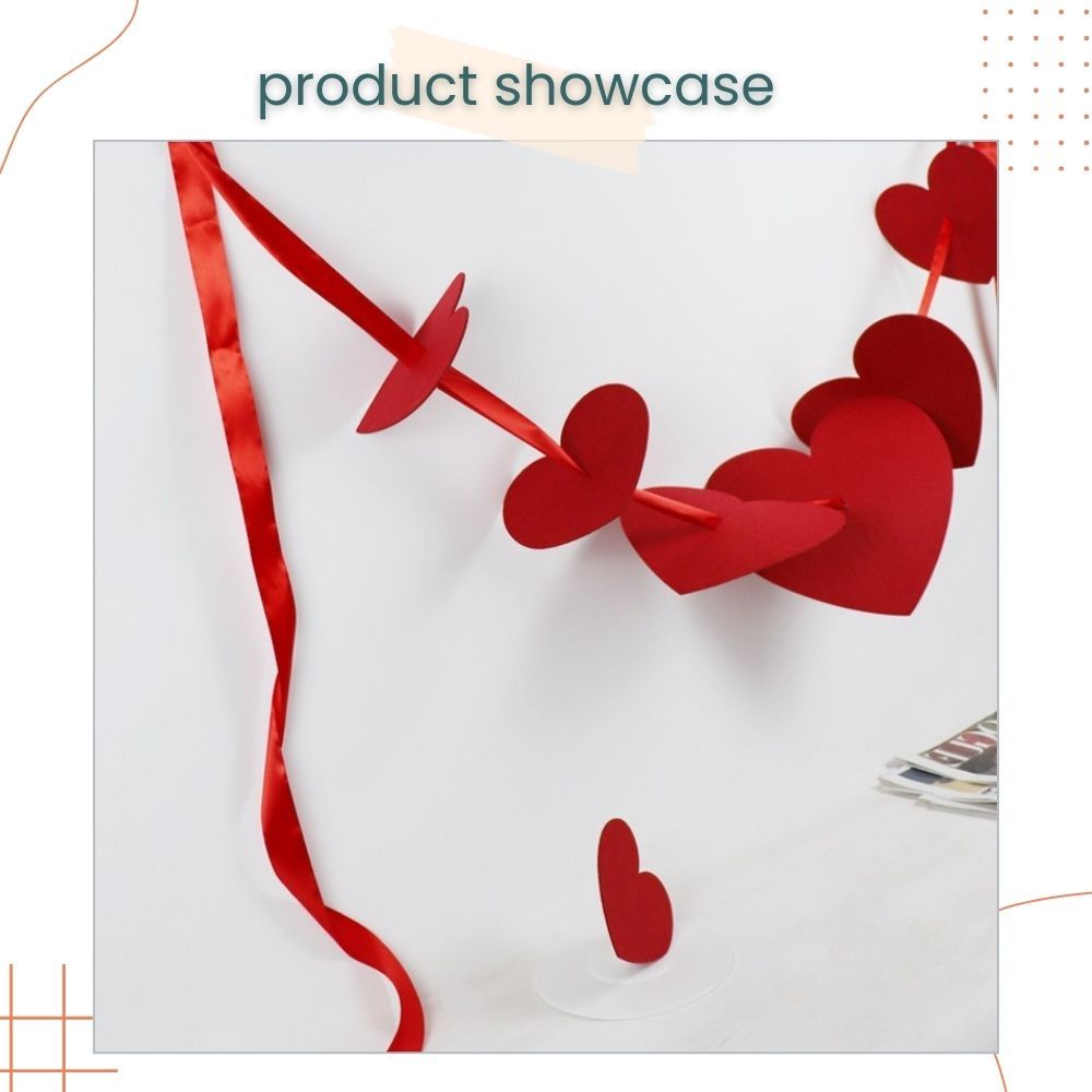 Red Large Heart 3m Ribbon Banner Bride Groom Photo Prop for Wedding Decoration