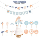Personalised Mermaid Under the Sea Party Decoration Personalized Birthday Banner Cake Topper Cupcake Topper Customise