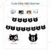 Kitty Happy Birthday Cute Cat Black Design Banner Decoration for Birthday Party