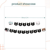 Kitty Happy Birthday Cute Cat Black Design Banner Decoration for Birthday Party