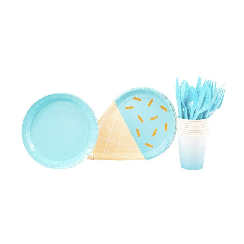 Disposable Paper Plate pastel Ice Cream Pastel Rainbow for Birthday Party