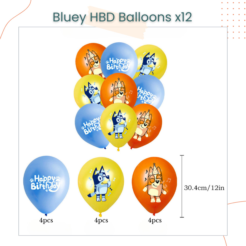 Bluey Puppy Theme Disposable Tableware Plates Cups Cutlery Balloon for Birthday Party