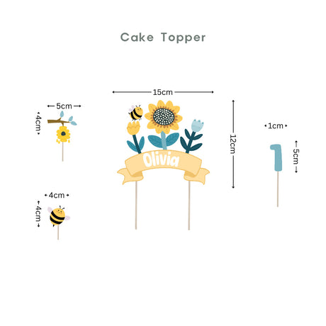 Personalised Bee Party Decoration Personalized Birthday Banner Cake Topper Cupcake Topper Customise