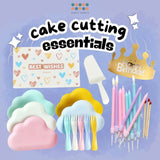 [SG Seller] Pastel Cake Cutting Essentials Set Cute Cloud Disposable Plate Tableware Birthday Candle