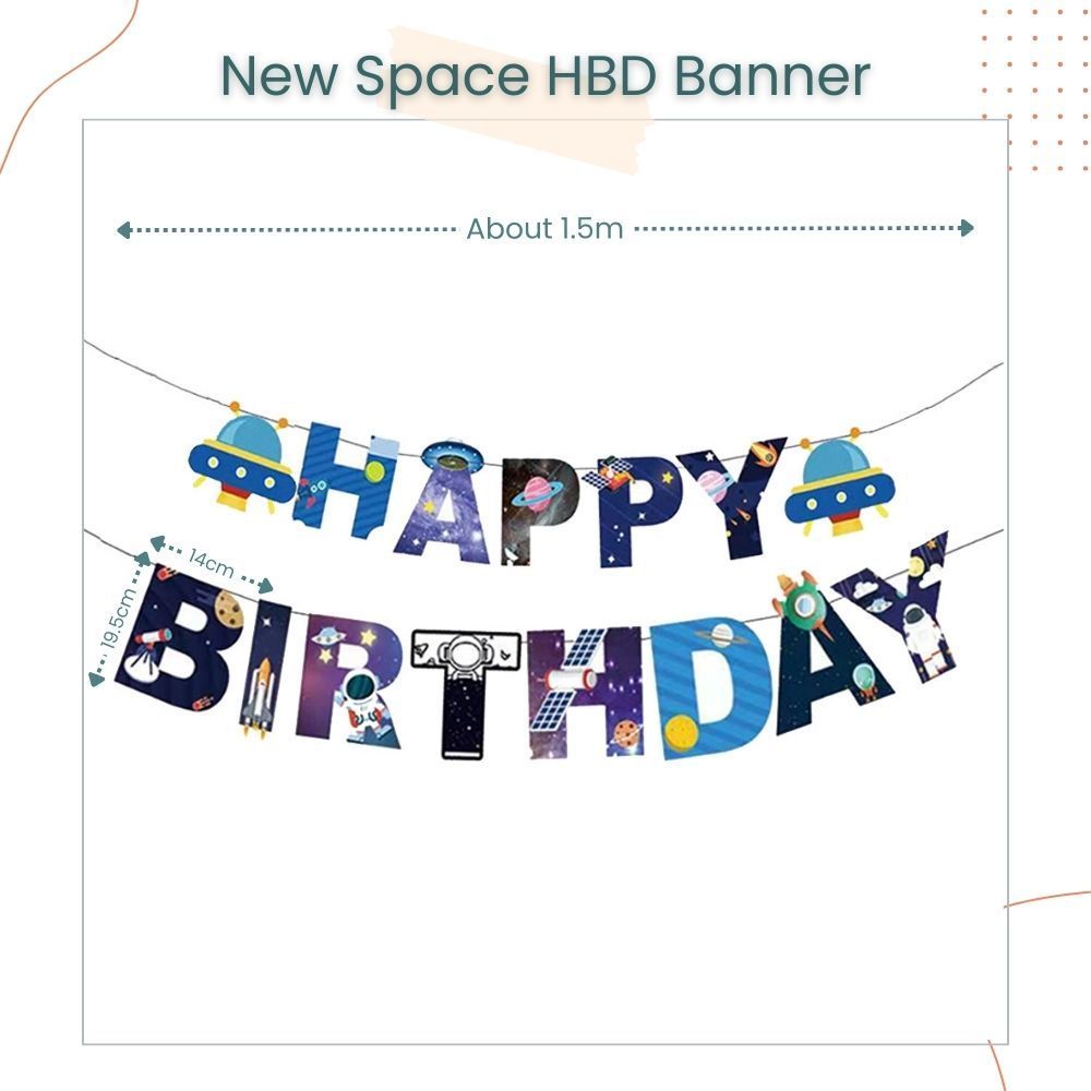 Space Theme Astronaut Happy Birthday Banner