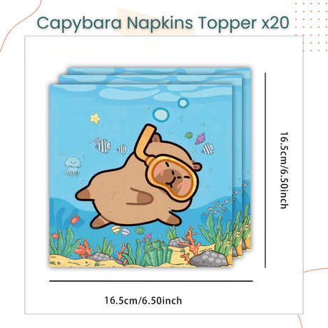 Capybara Theme Disposable Tableware Plates Cups Cutlery for Birthday Party