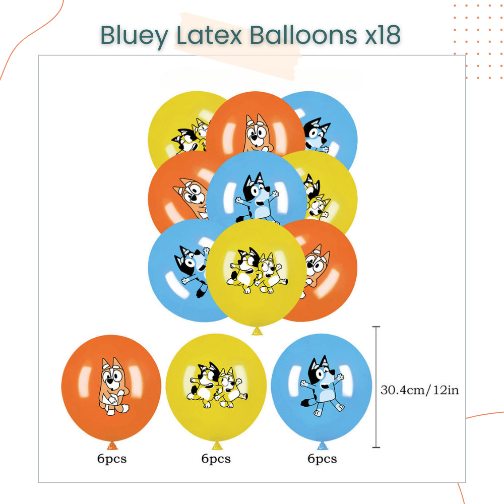 Bluey Puppy Theme Disposable Tableware Plates Cups Cutlery Balloon for Birthday Party