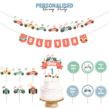 Personalised Vintage Racing Party Decoration Personalized Birthday Banner Cake Topper Cupcake Topper Customise