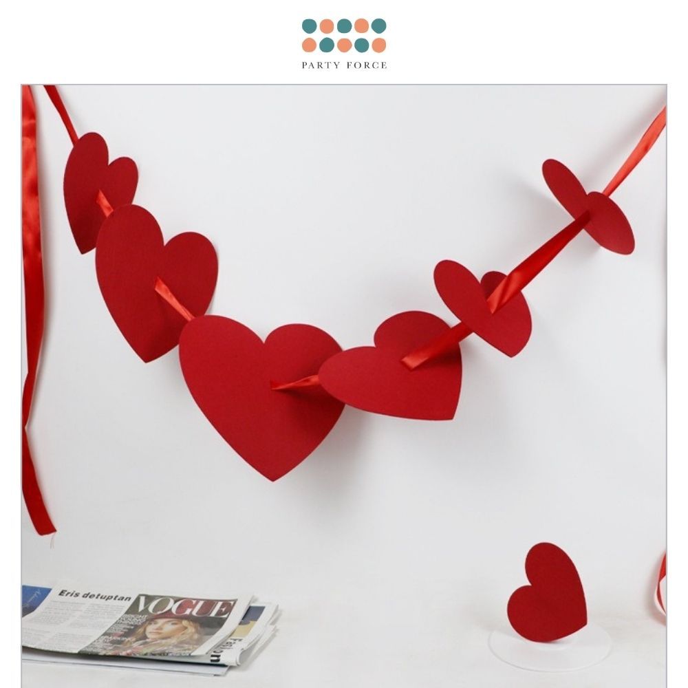 Red Large Heart 3m Ribbon Banner Bride Groom Photo Prop for Wedding Decoration