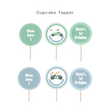 Personalised Vintage Racing Party Decoration Personalized Birthday Banner Cake Topper Cupcake Topper Customise