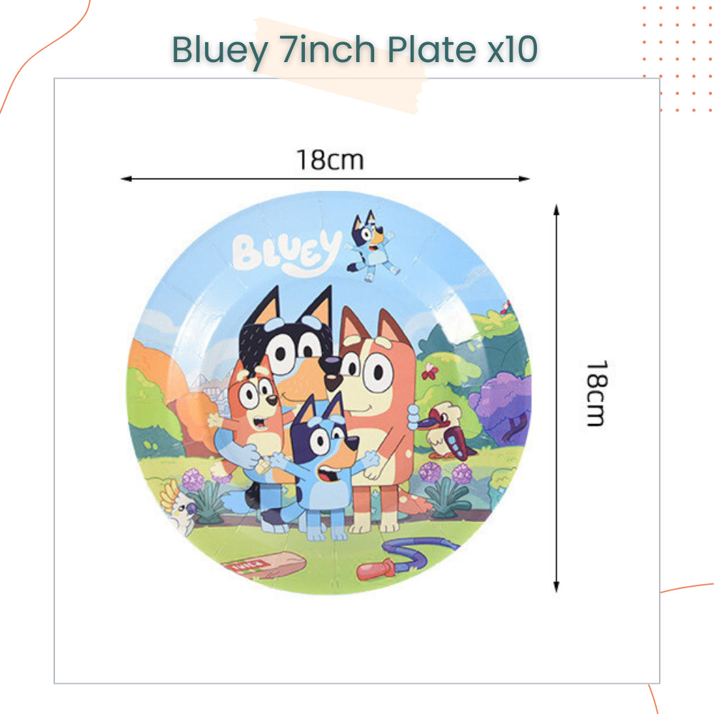 Bluey Puppy Theme Disposable Tableware Plates Cups Cutlery Balloon for Birthday Party