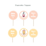 Personalised Boba Milk Tea Bubble Tea Party Decoration Personalized Birthday Banner Cake Topper Cupcake Topper Customise