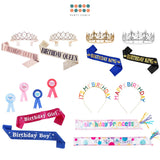 [SG Instock] Birthday Sash Birthday Crown Tiara Birthday King Queen Girl Boy Birthday Decoration
