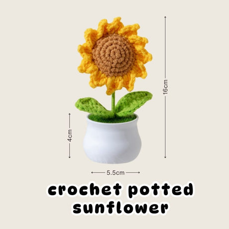 [SG Instock] Teacher's Day Gift Crochet Sunflower White Pot Teachers Day Card Ribbon PVC Bag