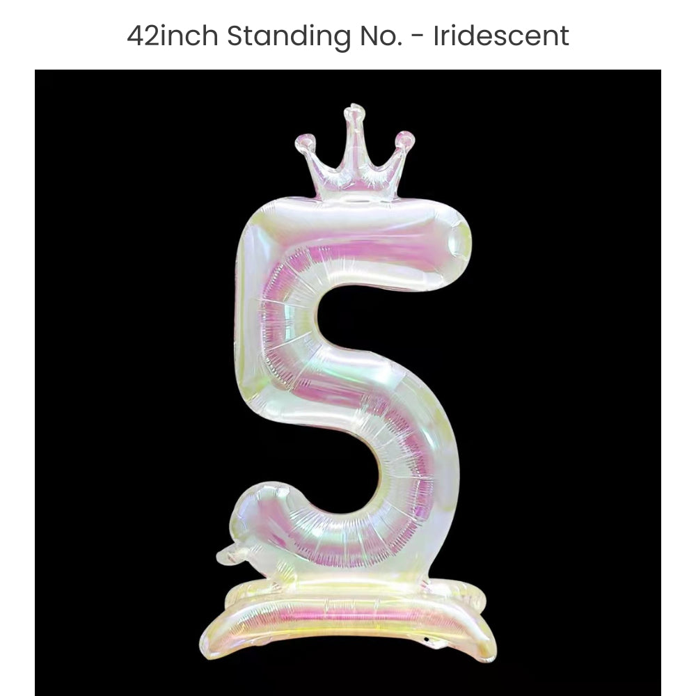 Iridescent 40 inch standing number balloon with base foil balloon for birthday party decoration