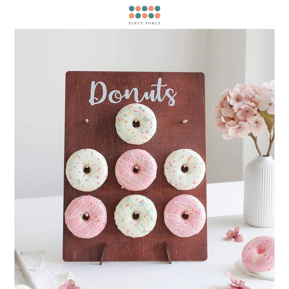 Wooden Donut Stand Rustic Minimalist Birthday Wedding Party Decoration
