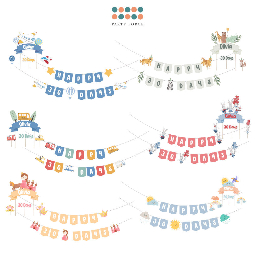 Happy 30 days Happy Full Month Happy 100 Days Banner Birthday Banner