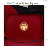 囍 Chinese Red Big Candy Plate Fruit Plate Serve Tea Multifunctional Tray for Chinese Wedding Tableware