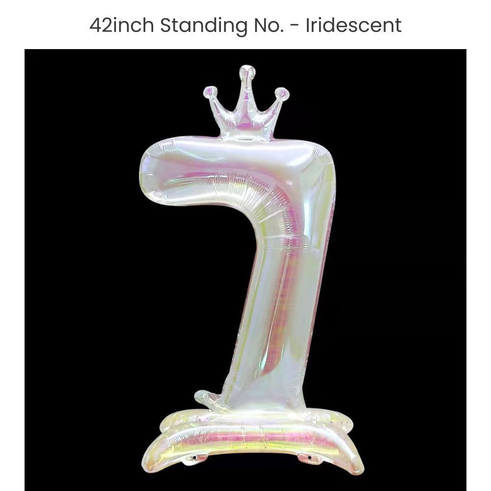 Iridescent 40 inch standing number balloon with base foil balloon for birthday party decoration