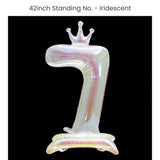 Iridescent 40 inch standing number balloon with base foil balloon for birthday party decoration
