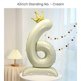 Cream 40 inch standing number balloon with base foil balloon for birthday party decoration