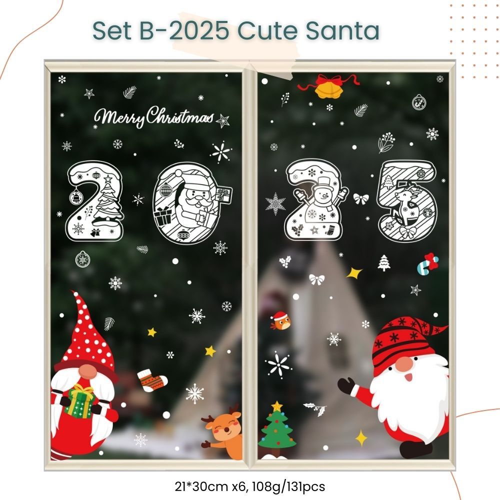 DIY Cute Christmas Decorative Window Electrostatic Stickers Waterproof for Chrismans Living Room Party Decoration