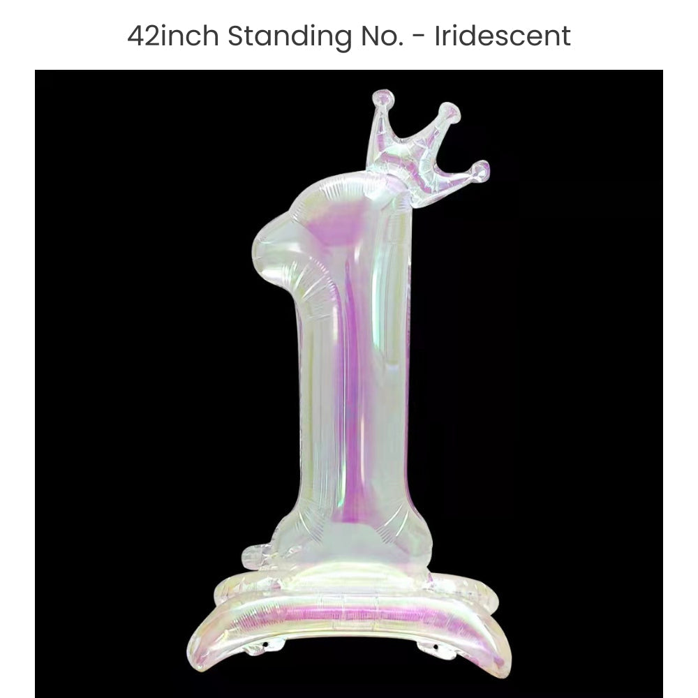 Iridescent 40 inch standing number balloon with base foil balloon for birthday party decoration