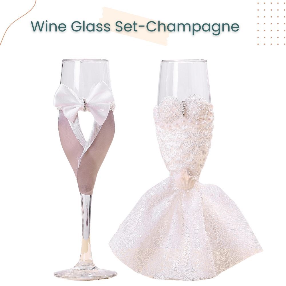 Creative Wedding Crystal Bride and Groom Wine Glass Champagne Glass Pair Gift Box Set for Wedding Gift Decoration