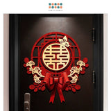 囍 Red Chinese Happiness Glitter Happy Wedding Door Decoration Sticker Set Wedding Room Living Room Photo Props