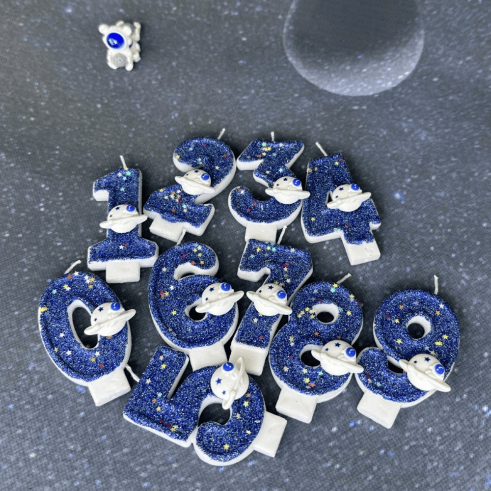 Premium Space Theme number candle for birthday cake decoration