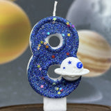 Premium Space Theme number candle for birthday cake decoration