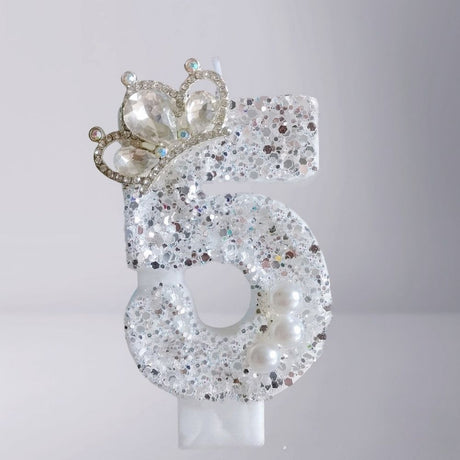 Fancy White Number Candle for birthday party cake decoration