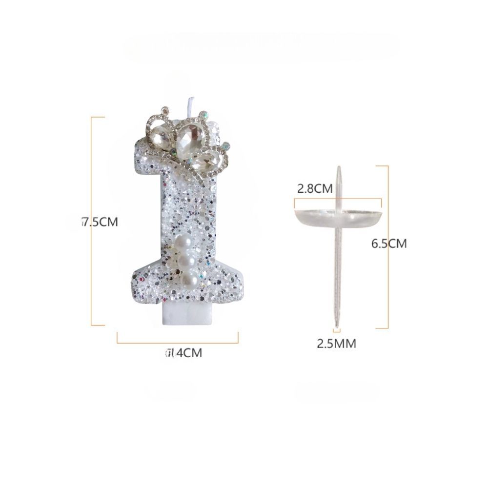 Fancy White Number Candle for birthday party cake decoration