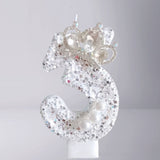 Fancy White Number Candle for birthday party cake decoration