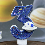 Premium Space Theme number candle for birthday cake decoration