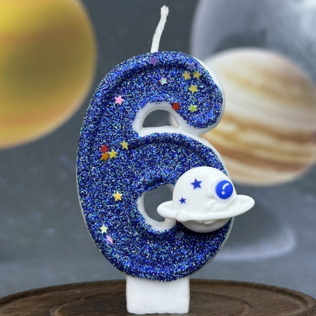 Premium Space Theme number candle for birthday cake decoration